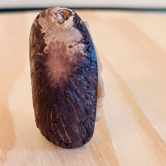 Vintage Native South American Carved Tagua Nut Head Man Silhouette Profile - Picture 4 of 11